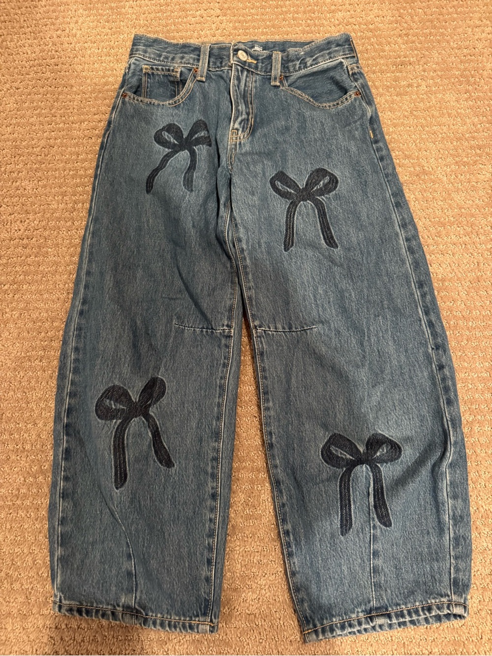 Old Navy Dark Blue Bow-Appliqué Boyfriend Jeans